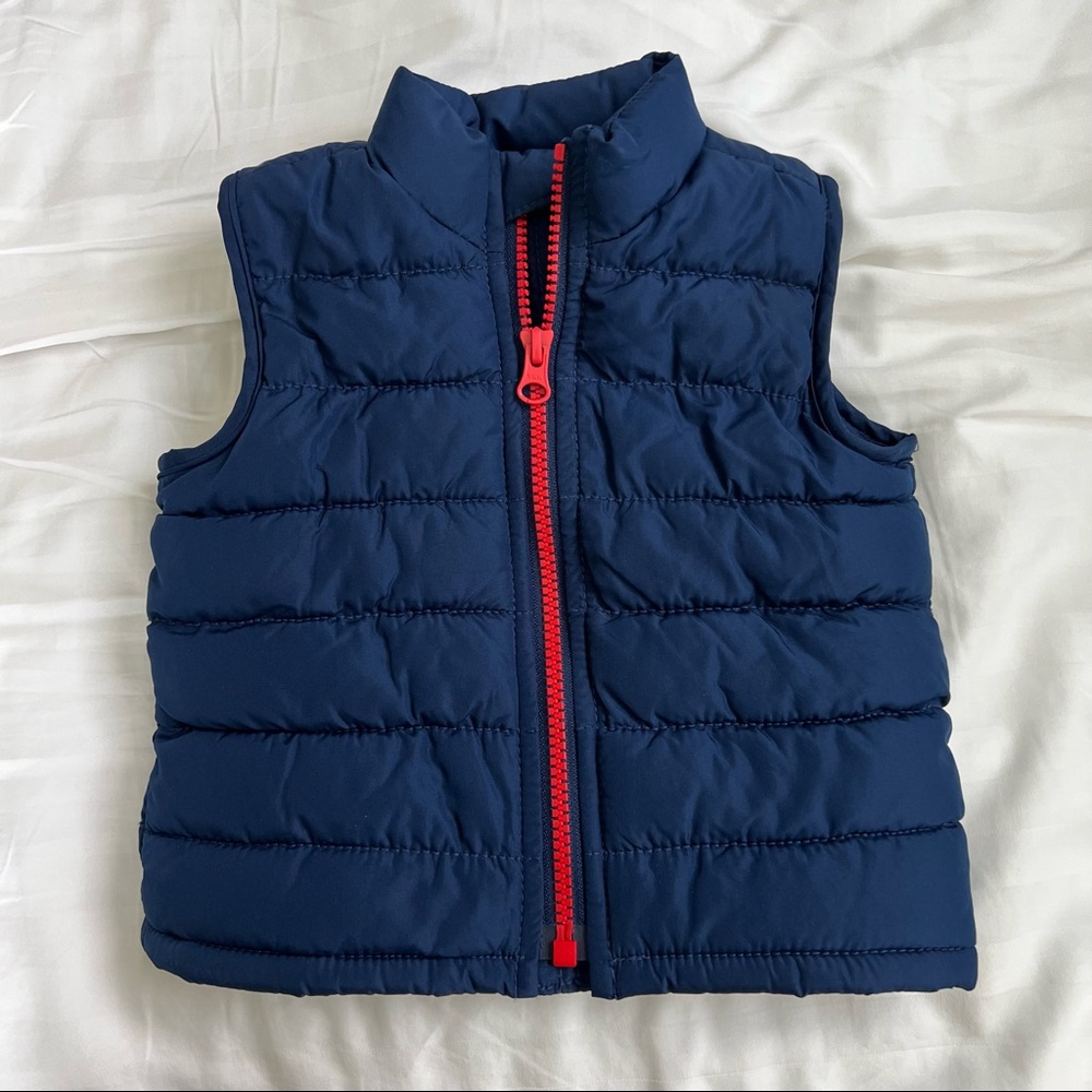 Old Navy Blue Puffer Vest, Size 6-12 months - Picture 1 of 4